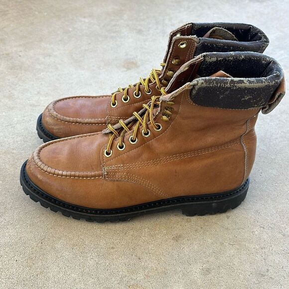 Vintage MONTBLANC Hiking Boots Combat Leather Boots Men’s 11 Made In Korea - Picture 6 of 10